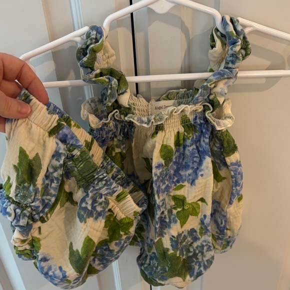 Angel Dear Other - Angel Dear Blue and Green Floral Baby Romper